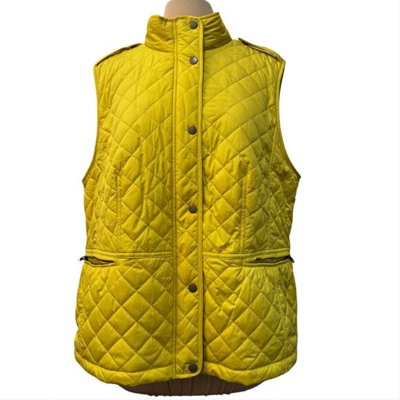 NEW Talbots Quilted Fleece Lined Utility Vest Yellow Size: XL - Picture 3 of 6